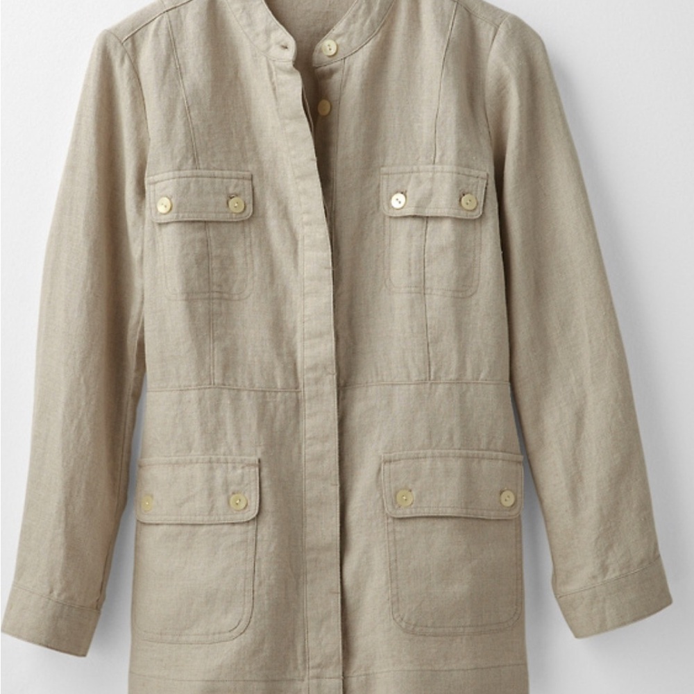 Linen Cargo Shirt Jacket